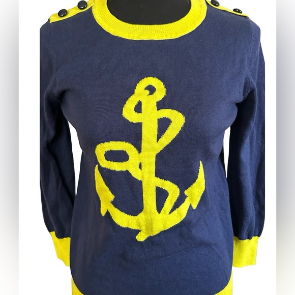 ⚓️ BEAUTIFUL NAUTICAL SWEATER!! COOL COLORS! LIGHTWEIGHT! 3/4 SLEEVE ⚓️ - Picture 14 of 16
